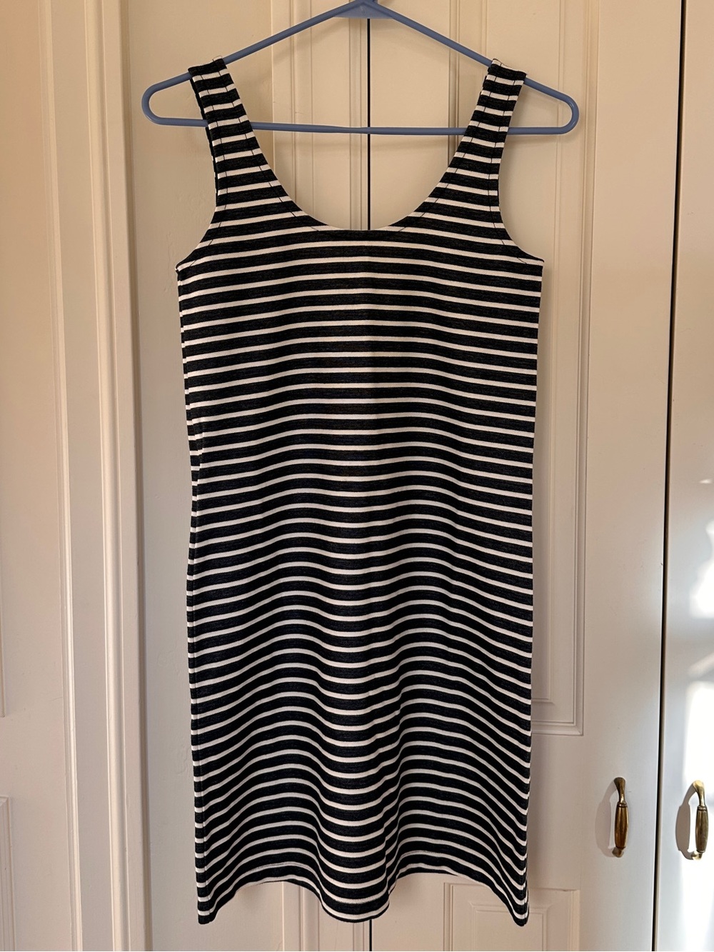 Madewell- Black & White Striped Tank Midi Dress